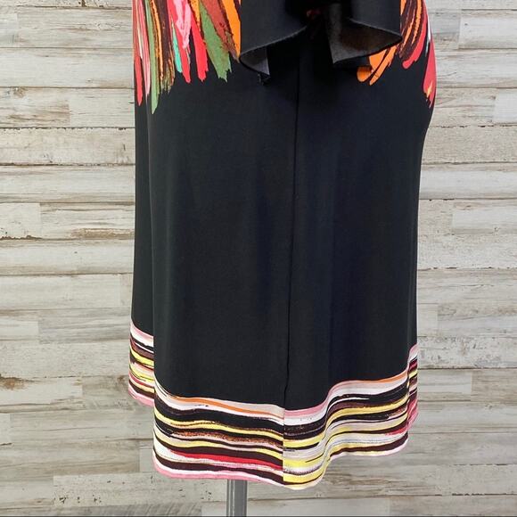 Fenn Wright Manson Floral Dress Womens Size 12 Black Coral Vibrant Shift - Picture 7 of 13